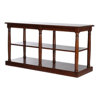 Vintage Classical Oak Long Table With Roman Column-Form Legs & Shelf C1940 For Sale