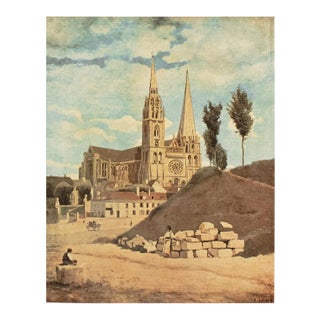 1930s After Camille Corot "The Chartres Cathedral", First Edition Swiss Photogravure For Sale