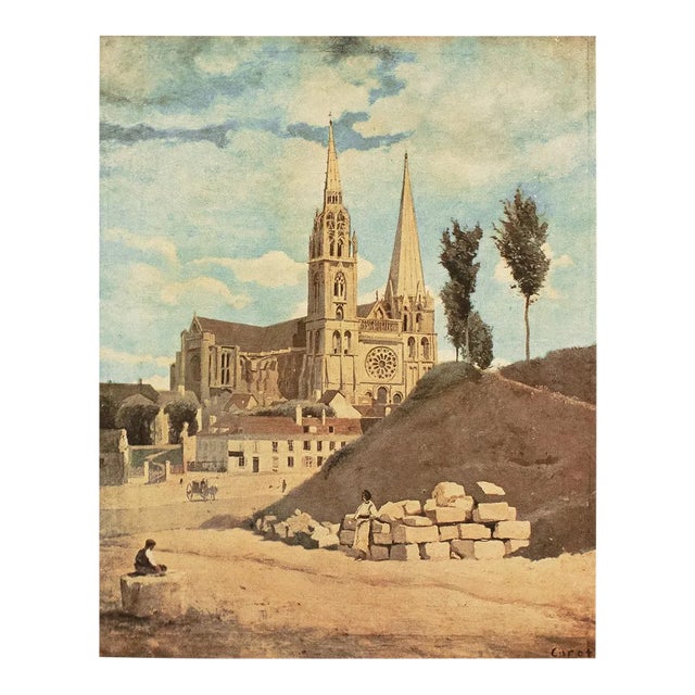 1930s After Camille Corot "The Chartres Cathedral", First Edition Swiss Photogravure For Sale
