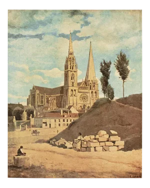 1930s After Camille Corot "The Chartres Cathedral", First Edition Swiss Photogravure