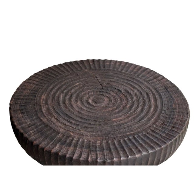 Large Suar Wood Table Espresso Finish, Hand-Carved Detailing, Modern Organic For Sale - Image 4 of 9