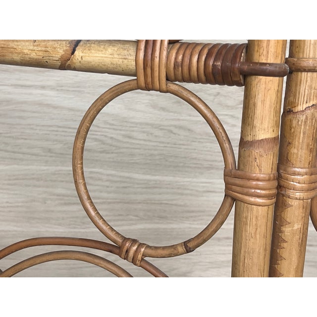 Three-Panel Bamboo Wicker Rattan Folding Screen Room Divider, France 1960s For Sale - Image 10 of 10