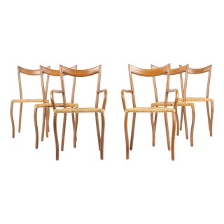 Manila Chairs in Rope and Wood by Val Padilla for Jasper Conran, 1970s, Set of 6 For Sale