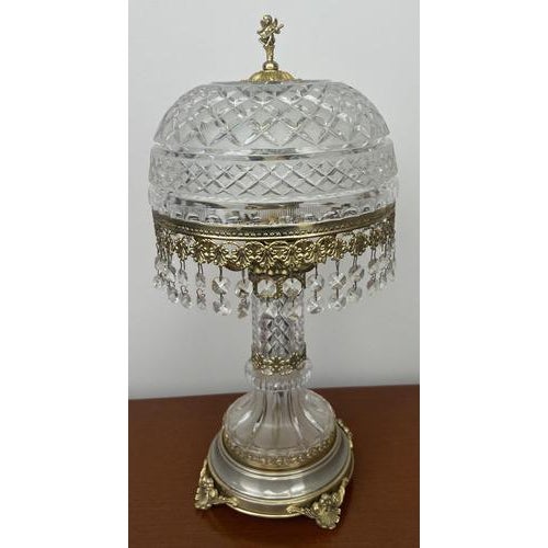 Vintage French Style Crystal Table Lamp in Brass For Sale - Image 16 of 16