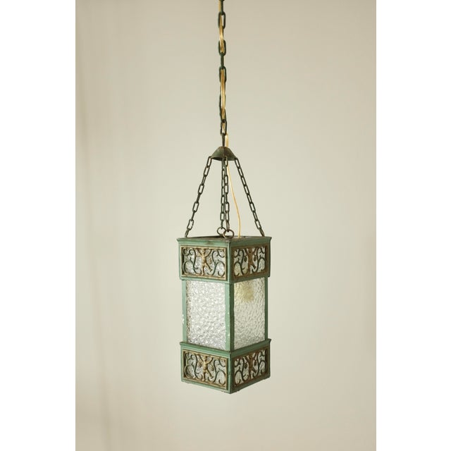 Mid-Century Modern 1920s Swedish Grace Metal and Glass Pendant Possibly by David Wretling For Sale - Image 3 of 6
