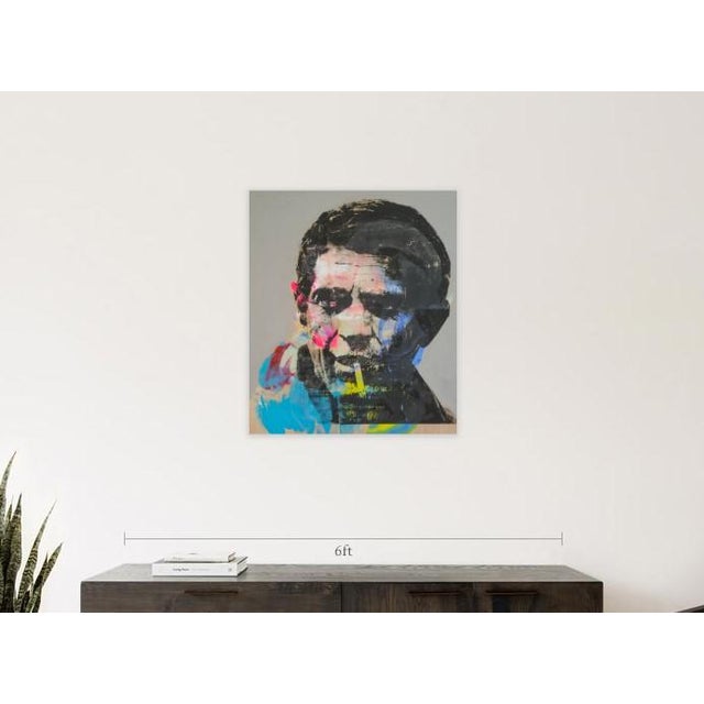 Steve McQueen Pop Art Portrait Acrylic and spray paint on cradled plywood. Ready to hang.