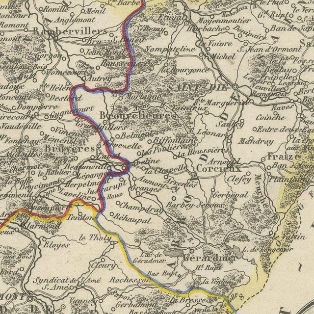 Antique Map of the Vosges with Epinal and Saint-Dié, 1860 For Sale - Image 6 of 12