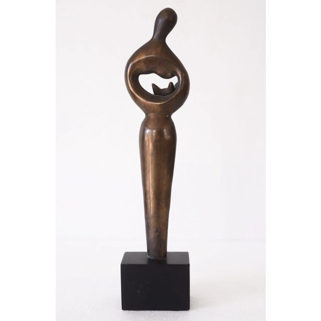 1970s Modernist Abstract Brass Madonna and Child Sculpture For Sale - Image 5 of 7