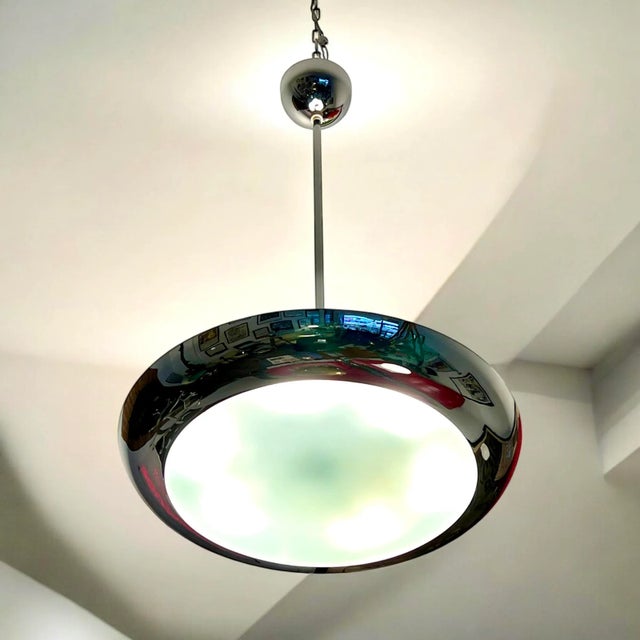 Mid-Century Modern Bauhaus Modern UFO Pendant Light by Josef Hurka for Napako, 1950s For Sale - Image 4 of 10