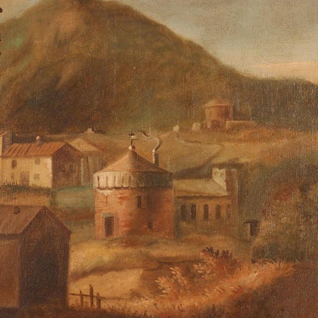 Landscape with Village, 1700s, Oil on Canvas For Sale - Image 7 of 11