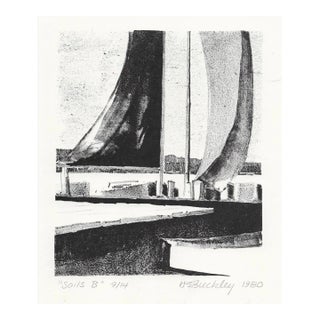 1980 Harry Buckley Sailboat Lithograph For Sale