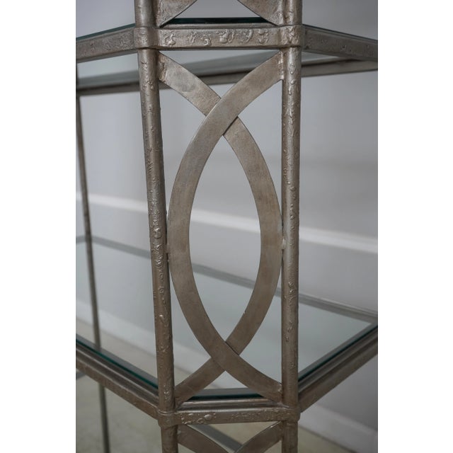 Silver Finish Decorative Iron & Steel Curio Shelf For Sale - Image 10 of 11