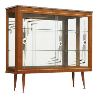 1950s Atomic Glass Curio Display Cabinet For Sale