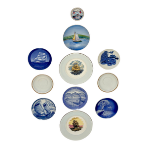 Nautical Blue and White Danish Sailing Ships Wall Plate Curation-Set of 11