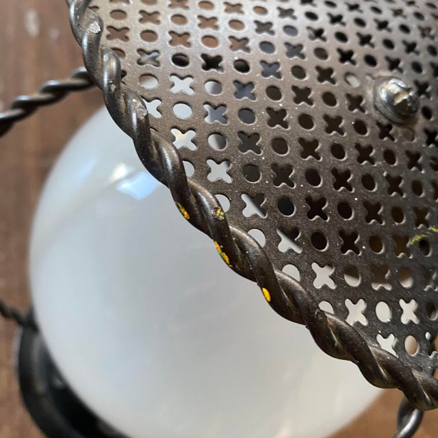 1950s Perforated Metal Pendant Light in the style of Mathieu Matégot, 1950s For Sale - Image 5 of 12