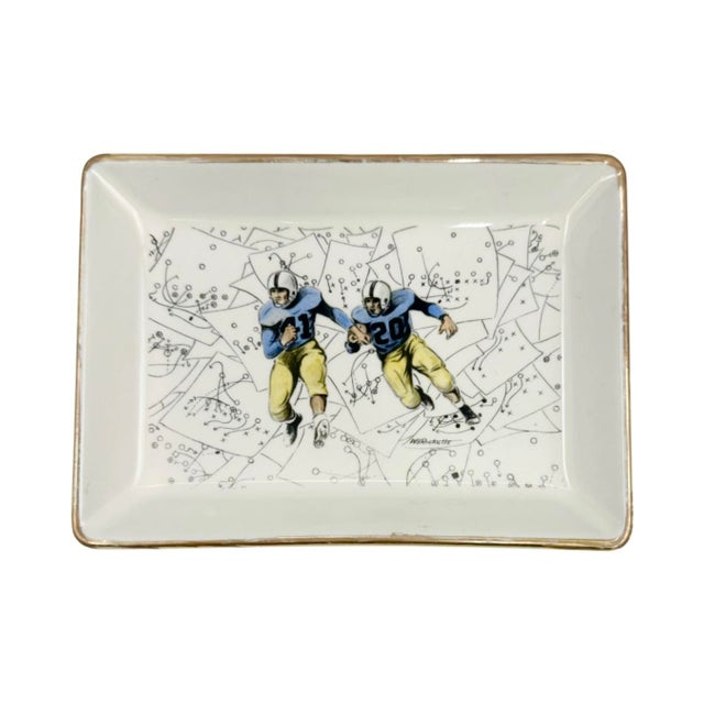 Vintage w.b. Ricketts Football Players Ceramic Ashtray Dish For Sale - Image 9 of 10