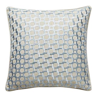 The House of Scalamandré Link Embroidery Pillow, Blue Smoke For Sale