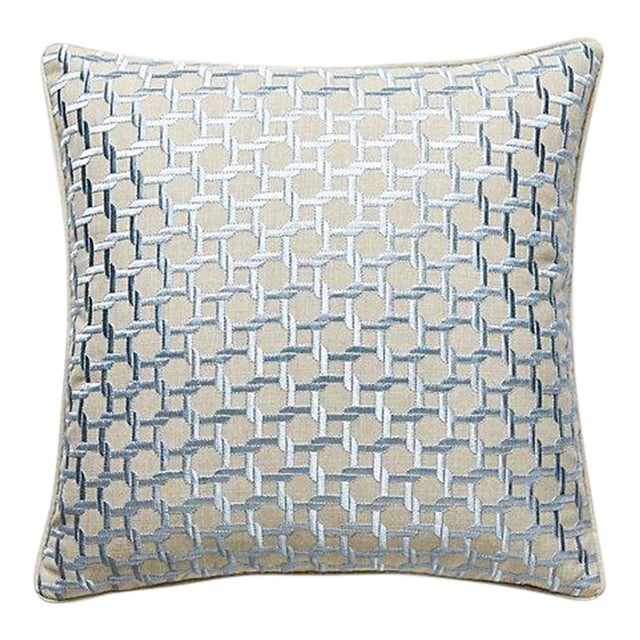 The House of Scalamandré Link Embroidery Pillow, Blue Smoke For Sale
