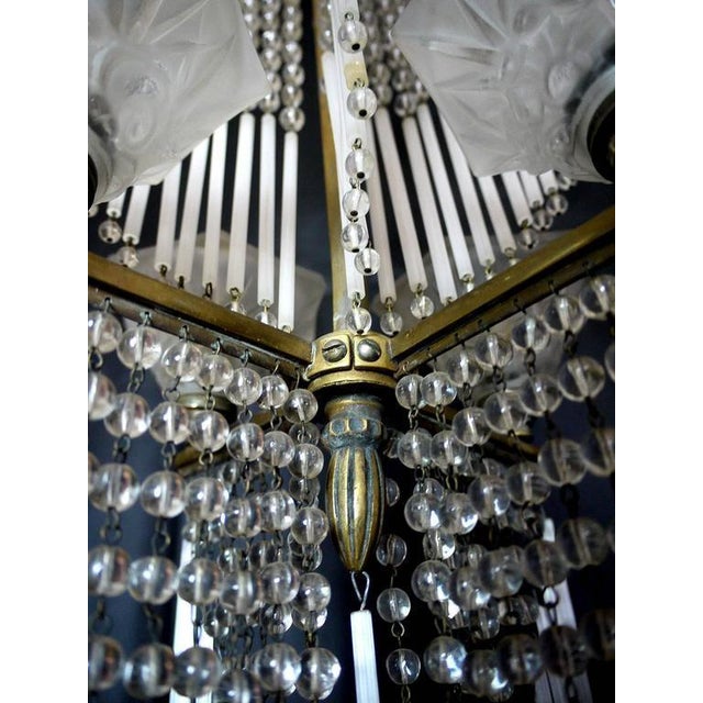 Metal French Art Nouveau Chandelier from Lorrain / Daum For Sale - Image 7 of 10