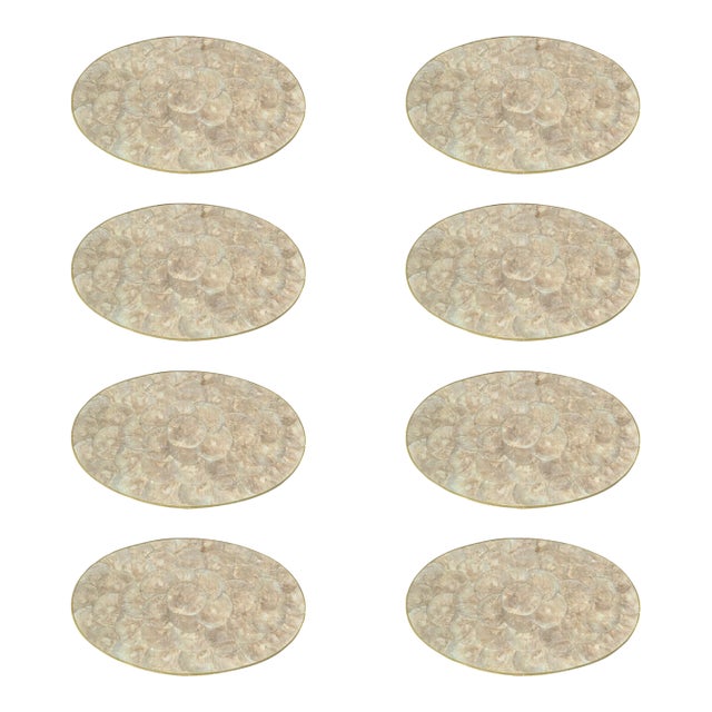 Vintage Hallie St. Mary Capiz Pearl Shell Place Mats- Set of 8 For Sale