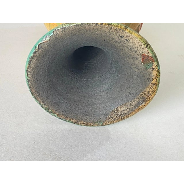 Ceramic French Raku Chalice in Cracked Ceramic 1960 France Yellow Color For Sale - Image 7 of 8