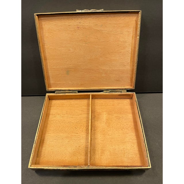 1920s Chinese Brass Enameled Box With Stones For Sale - Image 6 of 9