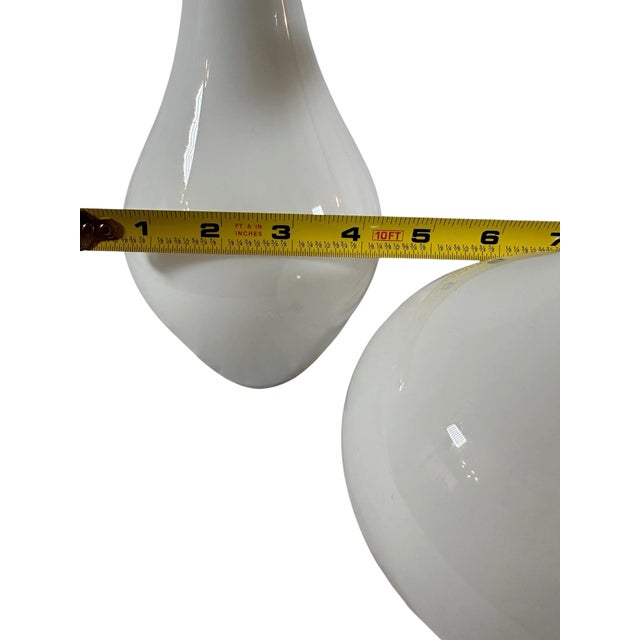 Glass A Beautiful Pair of White Glass Bed Vases For Sale - Image 7 of 8