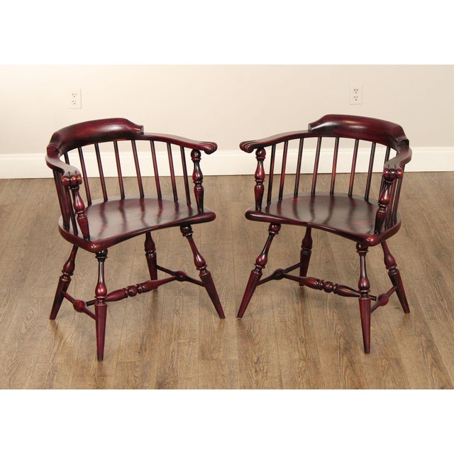 High Quality American Made Vintage Pair of Low Back Spindle Armchairs