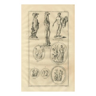 After Bernard de Montfaucon, Antique Roman Statues & Medals Plate, 1721, Engraving For Sale