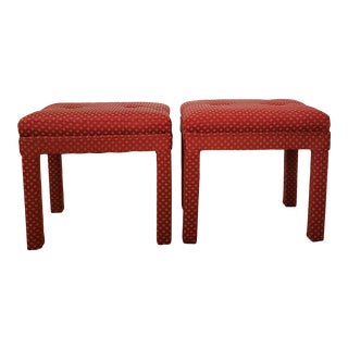 Matching Parsons Style Ottomans in the Manner of Milo Baughman - a Pair For Sale