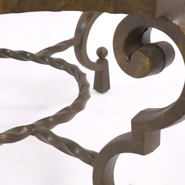 1940s French Art Deco Coffee Table in the Style of Gilbert Poillerat For Sale - Image 10 of 11