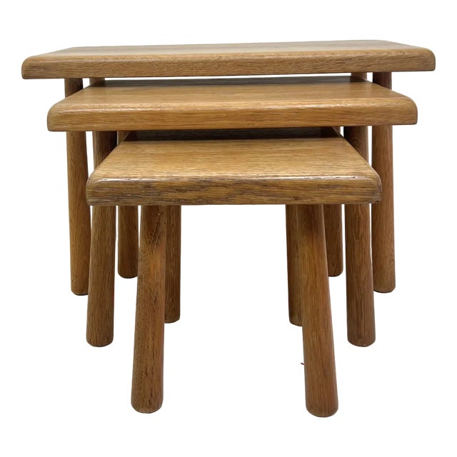 Mid-Century Modern Oak Nesting Tables from Oisterwijk, Netherlands, 1970s, Set of 3 For Sale