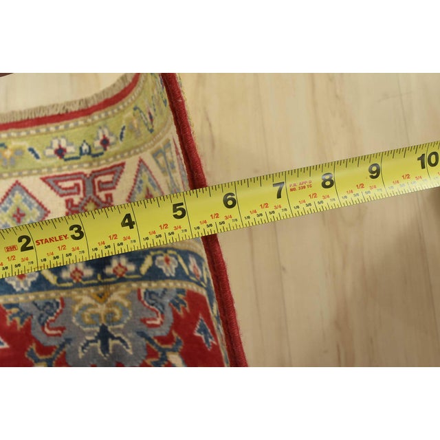 Kazak Runner 2’9” X 8’1” Red Wool Tribal Hand-Knotted Oriental Rug For Sale - Image 10 of 12