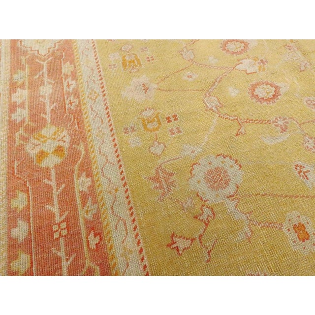Early 20th Century Yellow Coral Antique Oushak Rug no. 10791 For Sale - Image 5 of 8