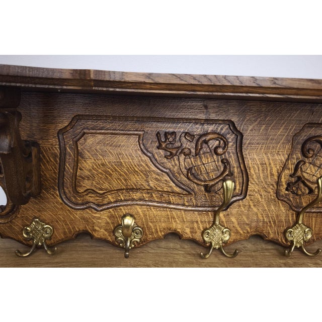 Vintage French Coat Rack in Oak For Sale - Image 3 of 10
