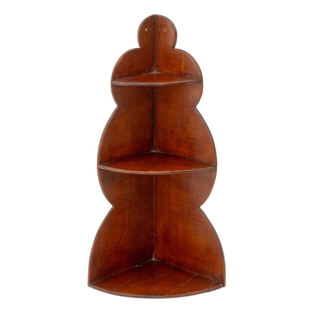 American Arts and Crafts Maple 3-Tier Corner Wall Shelf For Sale