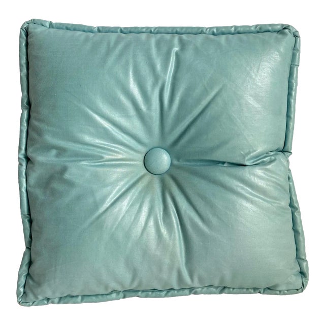 Vintage 1960s Pale Blue Turquoise Petite Throw Pillow For Sale