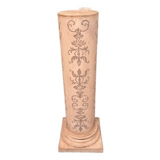 Pair of Florentine Hand Painted Italian Pedestals in Creme and Grey For Sale