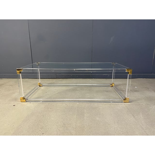1970s Brass and Acrylic Glass Coffee Table by Charles Hollis Jones, 1970s For Sale - Image 5 of 12