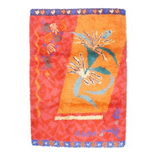 Scandinavian Artistic Mid Century Wool Rug 5’7" X 8’1" For Sale