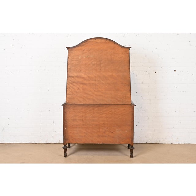 Romweber French Regency Louis XVI Burled Walnut Breakfront Bookcase Cabinet, Circa 1920s For Sale - Image 11 of 12