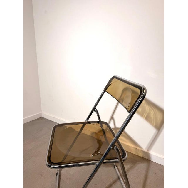Chrome and Acrylic Folding Chair by Giancarlo Piretti For Sale - Image 3 of 6