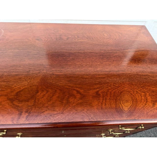 Vintage Georgian Chippendale Style Inlaid Flame Mahogany Chest of Drawers by Md. Colony For Sale - Image 15 of 17