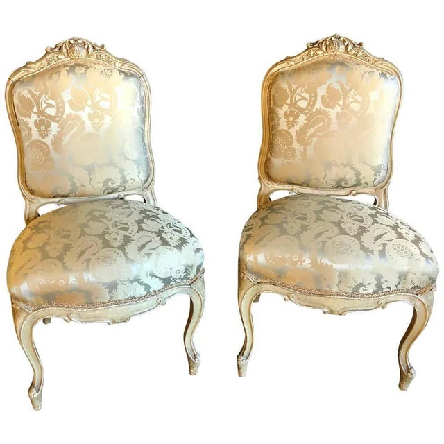 Maison Jansen Slipper Chairs in Scalamandre Upholstery in Frames - a Pair For Sale - Image 12 of 12