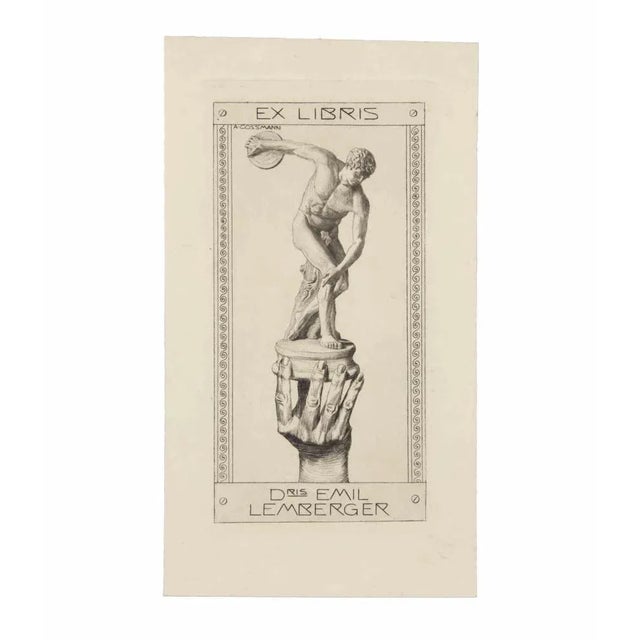 Alfred Cossmann, Ex libris Myron's Discobolus, Etching, Early 20th Century For Sale - Image 3 of 3