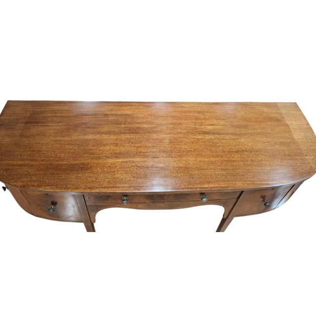 Early 19th Century George III Inlaid Mahogany Demilune Sideboard For Sale - Image 5 of 12