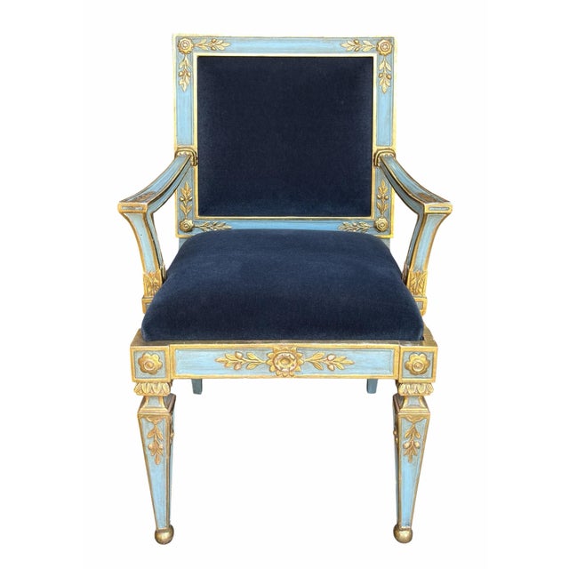 Hendrix Allardyce Neoclassical Venetian Style Armchair W Mohair - 1 of 2 Available.