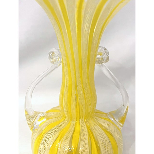Mid-Century Modern Murano Latticino Vase For Sale - Image 3 of 7