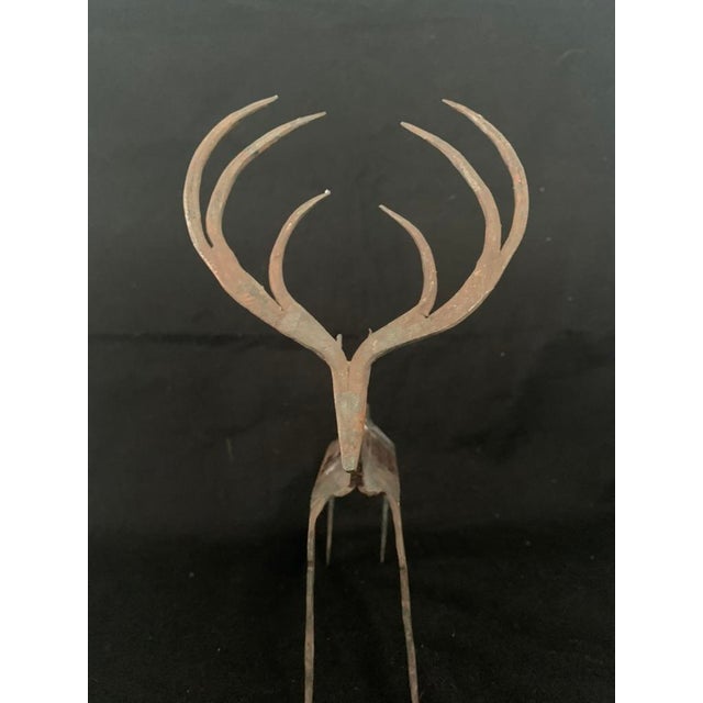 Late 20th Century Artisan Hand Forged Wrought Iron Deer Sculpture For Sale - Image 5 of 8
