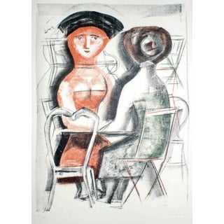 Women at the Table - Original Lithograph by Massimo Campigli - 1952 1952 For Sale